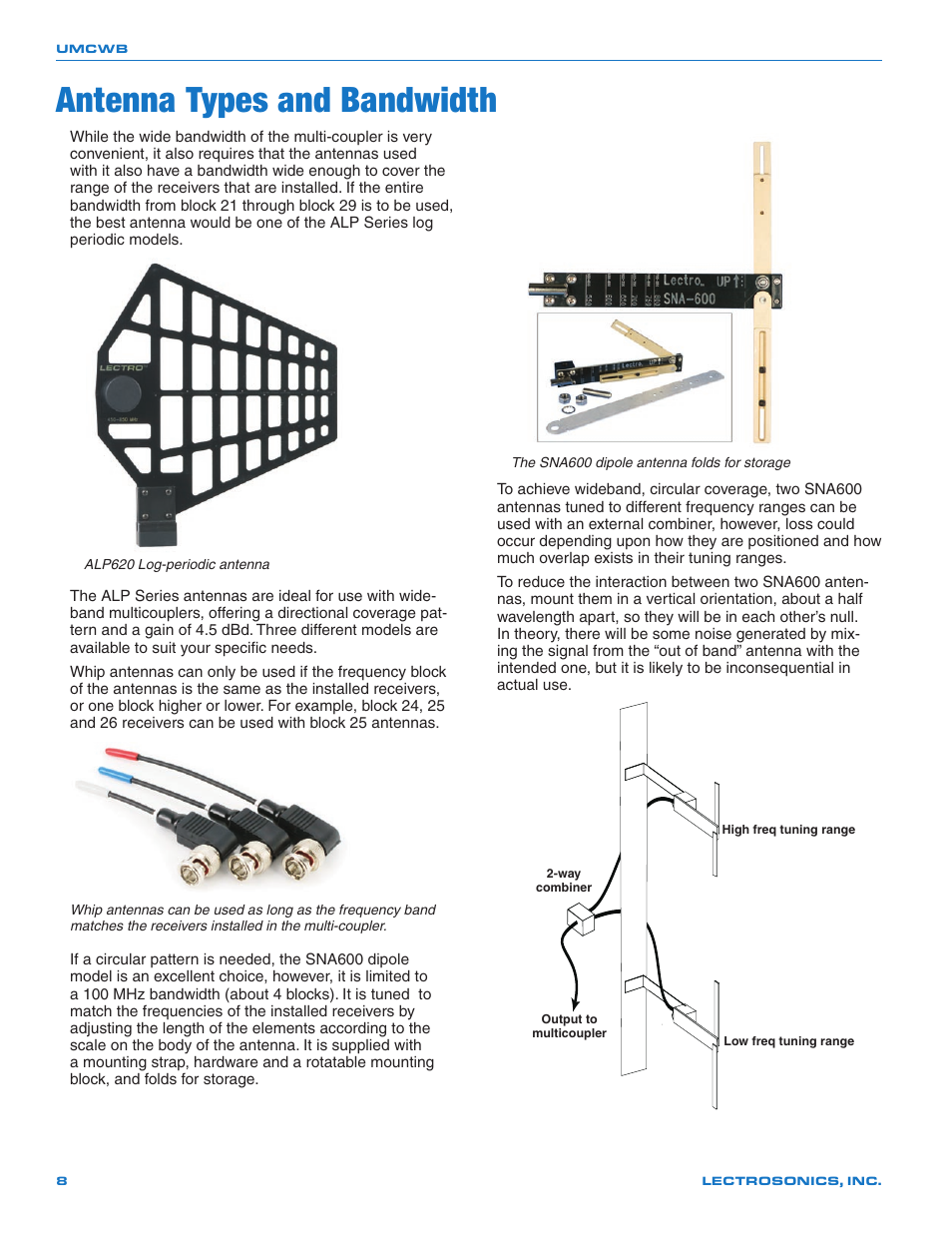 Antenna types and bandwidth | Lectrosonics UMCWB User Manual | Page 8 / 12