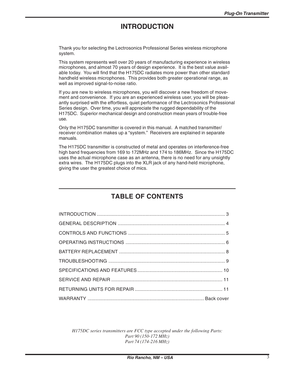 Lectrosonics H175DC User Manual | Page 3 / 12