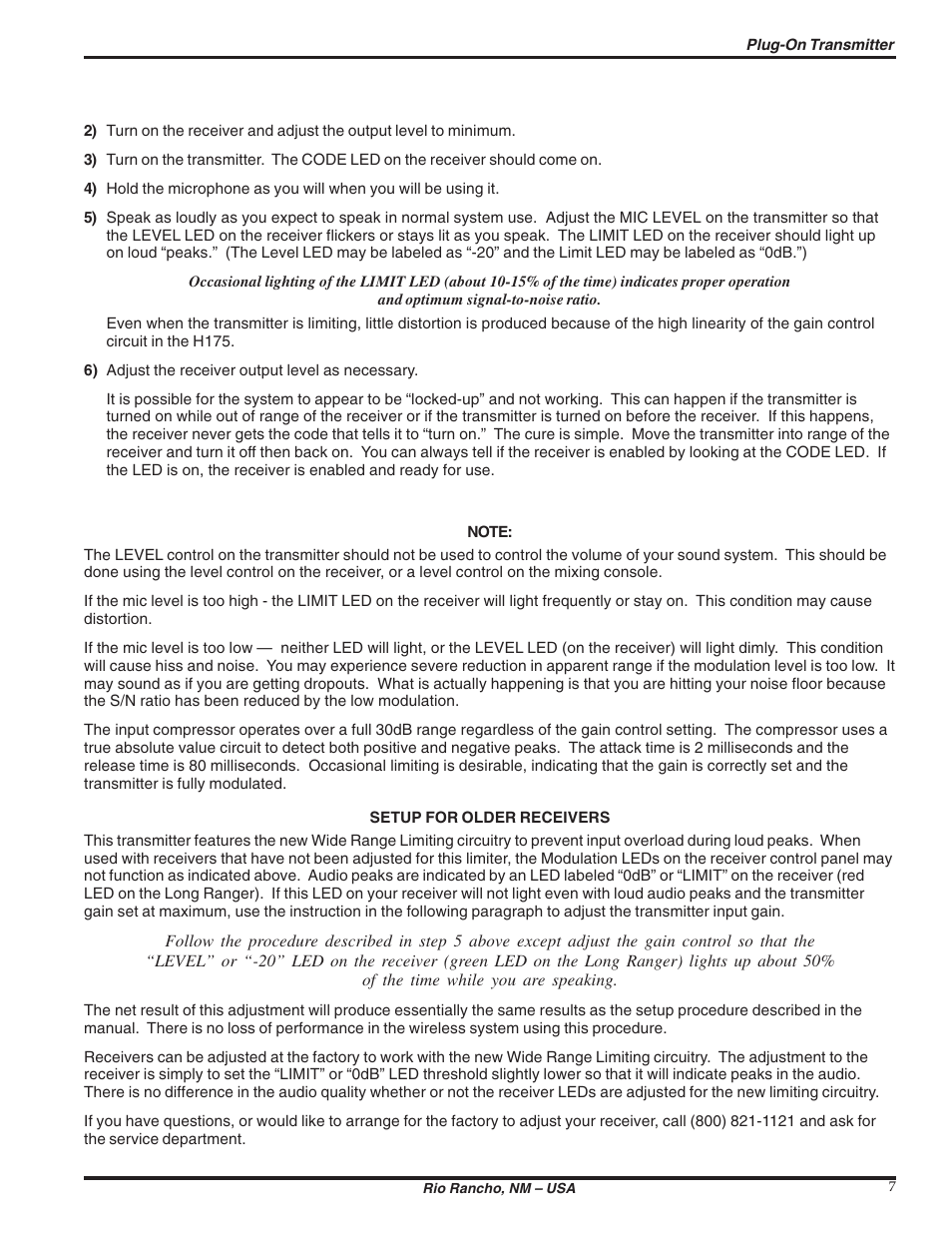 Lectrosonics H175DC User Manual | Page 7 / 12