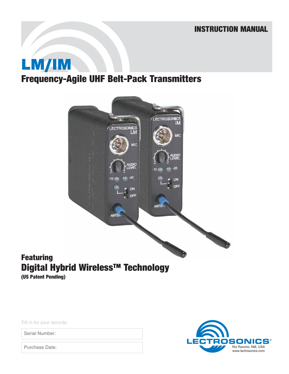 Lectrosonics LM User Manual | 16 pages