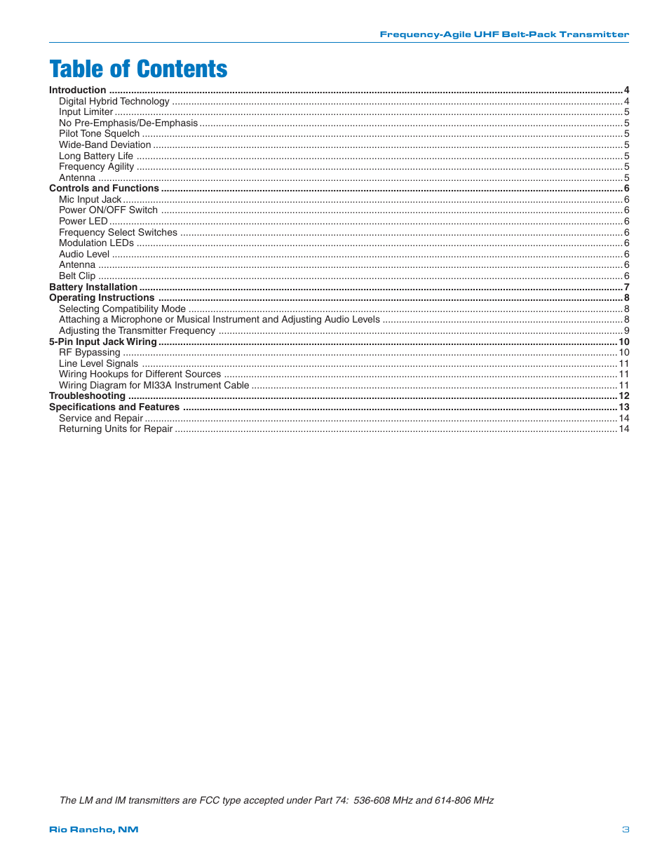 Lectrosonics LM User Manual | Page 3 / 16