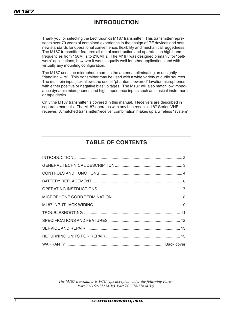 Lectrosonics M187 User Manual | Page 2 / 14