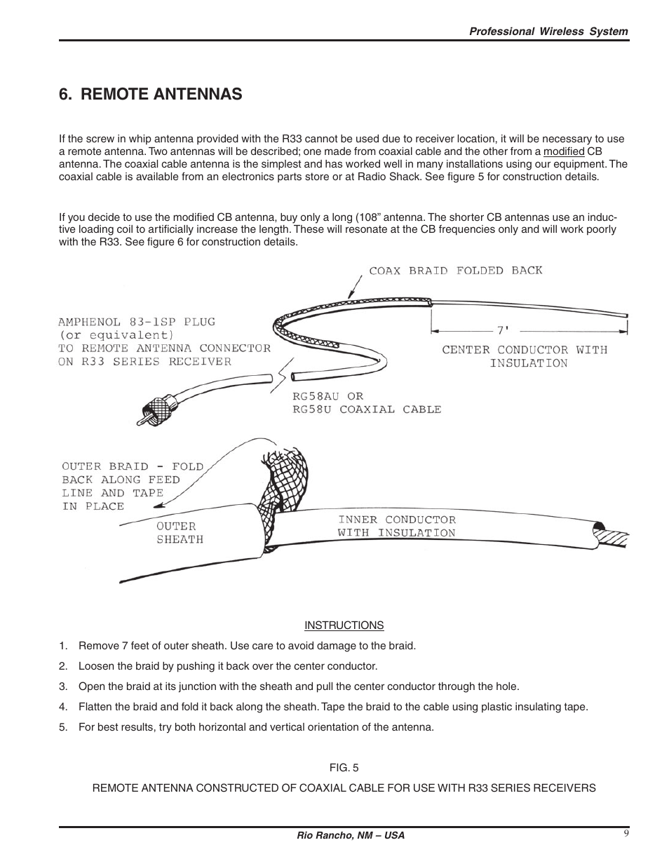 Remote antennas | Lectrosonics R33 User Manual | Page 9 / 20