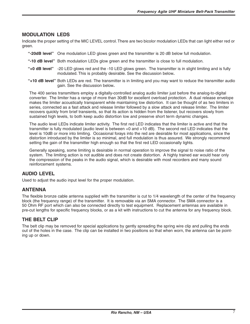 Lectrosonics MM400 - Manual User Manual | Page 7 / 14