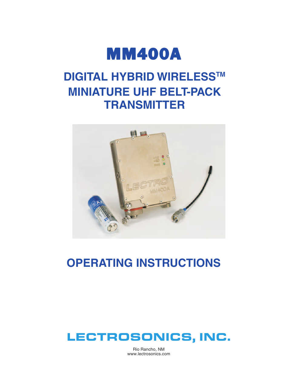 Lectrosonics MM400a - Manual User Manual | 16 pages