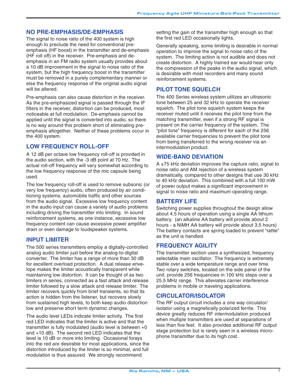 Lectrosonics MM400a - Manual User Manual | Page 5 / 16