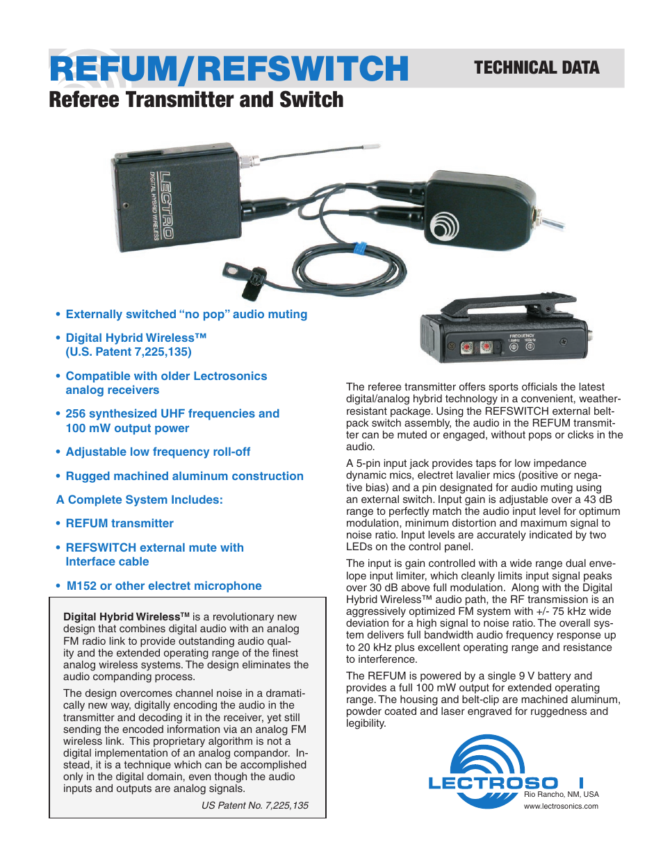 Lectrosonics REFUM User Manual | 2 pages