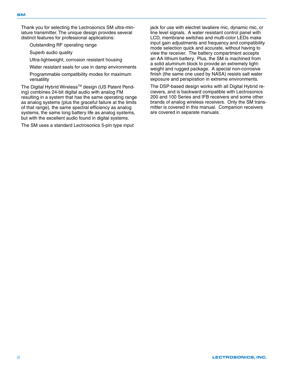 Lectrosonics SM User Manual | Page 2 / 20