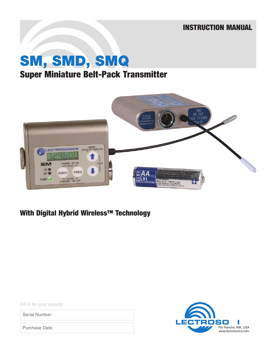 Lectrosonics SMQ User Manual | 20 pages