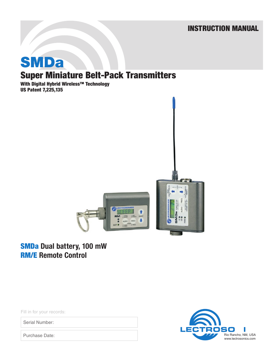 Lectrosonics SMDa User Manual | 24 pages