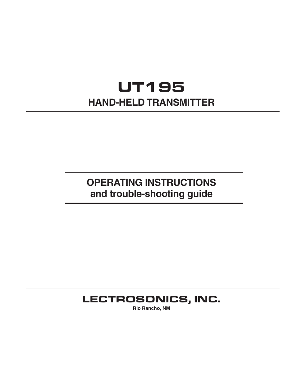 Lectrosonics T195 User Manual | 12 pages