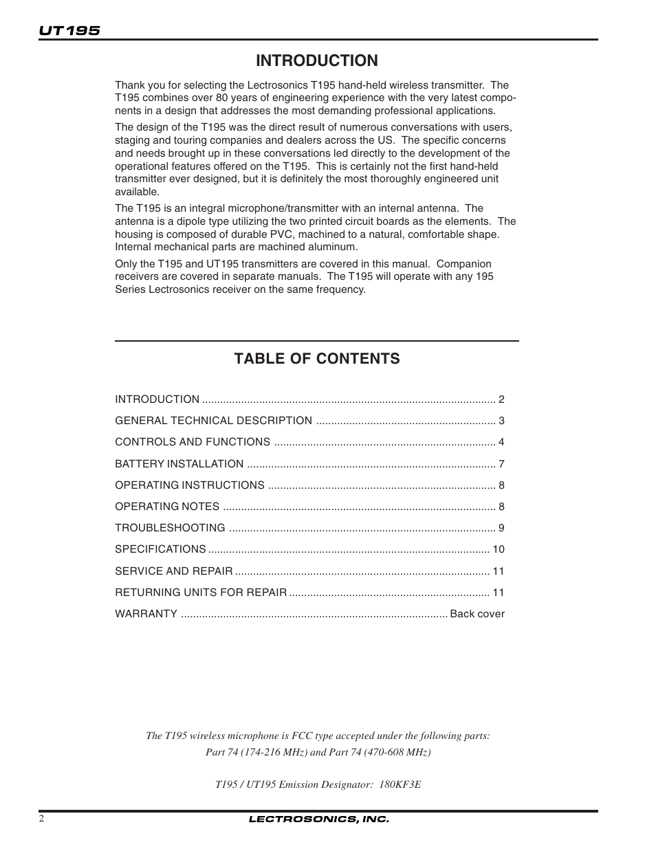 Lectrosonics T195 User Manual | Page 2 / 12