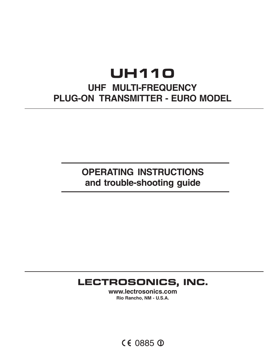 Lectrosonics UH110 User Manual | 10 pages