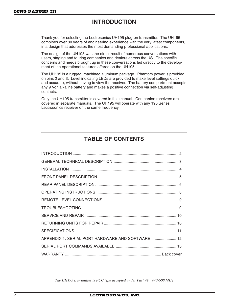 Lectrosonics UH195 User Manual | Page 2 / 10