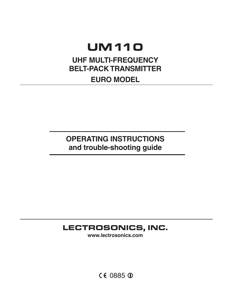 Lectrosonics UM110 User Manual | 16 pages