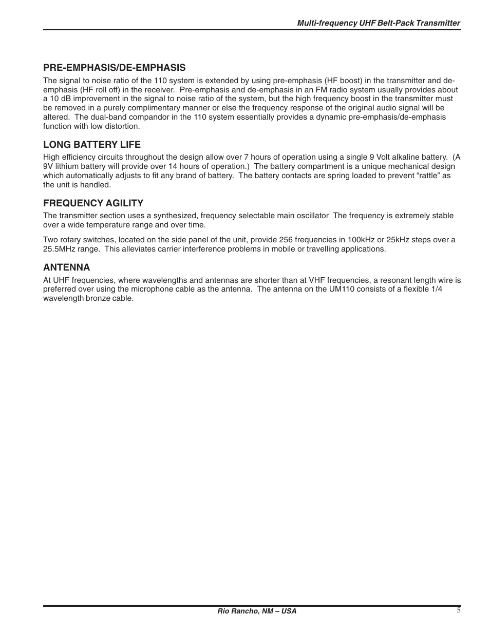 Lectrosonics UM110 User Manual | Page 5 / 16