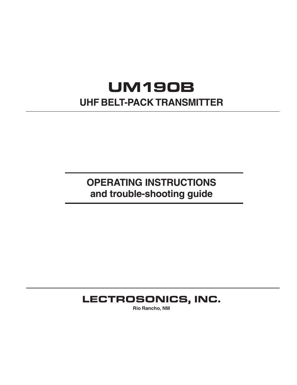 Lectrosonics UM190b User Manual | 14 pages