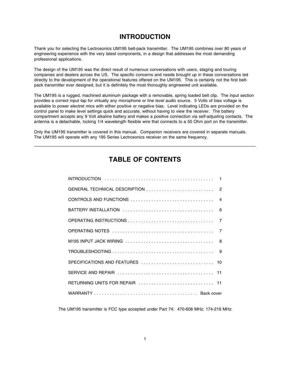 Lectrosonics UM195 User Manual | Page 3 / 14