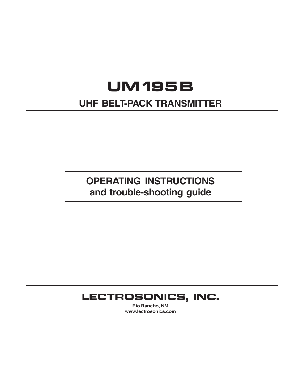 Lectrosonics UM195b User Manual | 14 pages