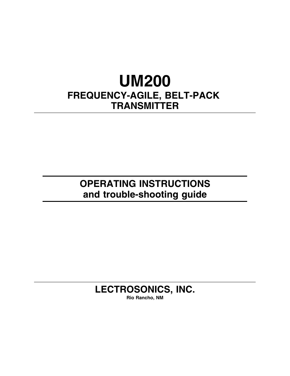 Lectrosonics UM200 User Manual | 14 pages