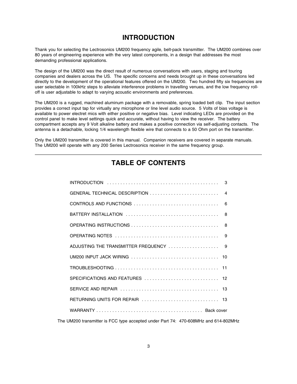 Lectrosonics UM200 User Manual | Page 3 / 14
