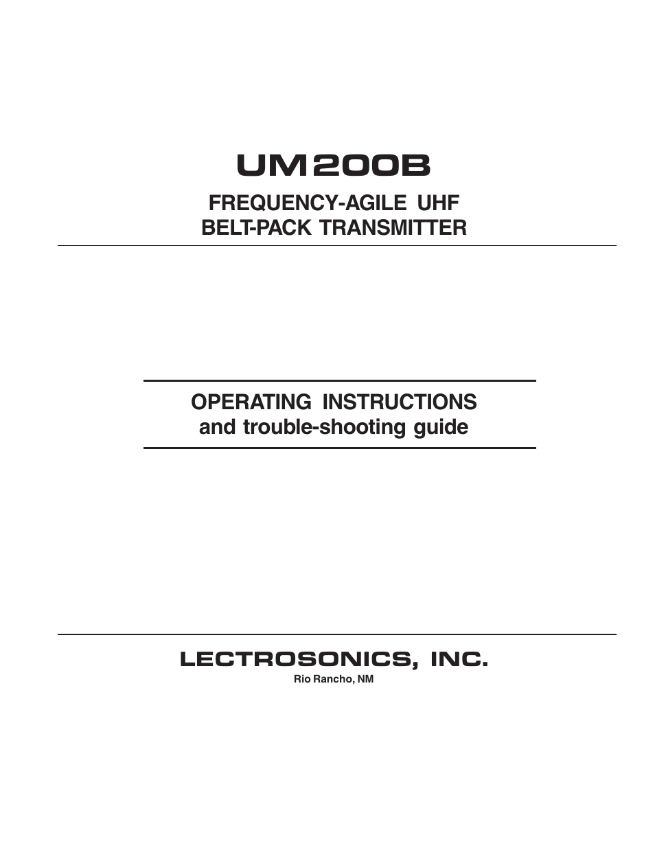 Lectrosonics UM200b User Manual | 18 pages