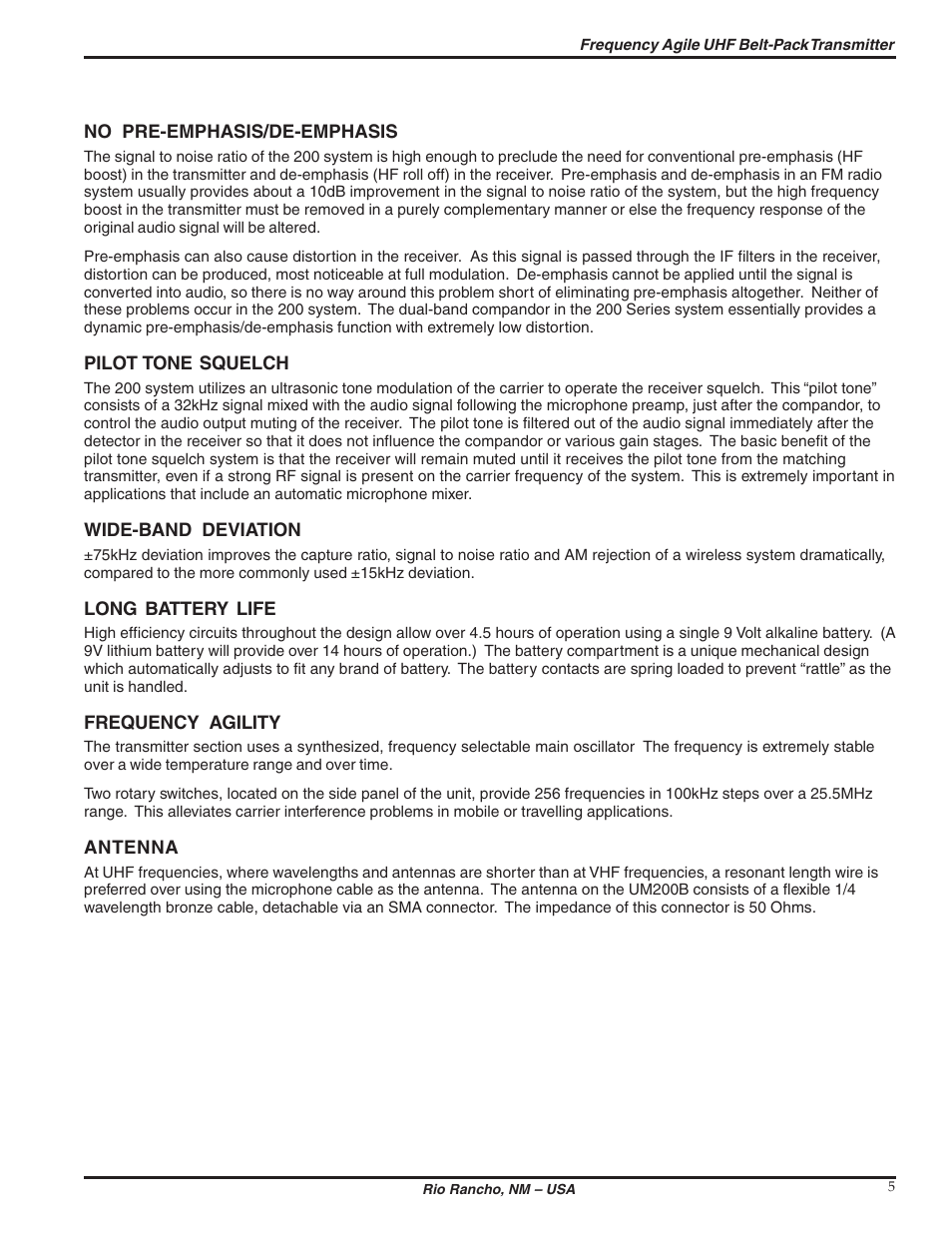 Lectrosonics UM200b User Manual | Page 5 / 18