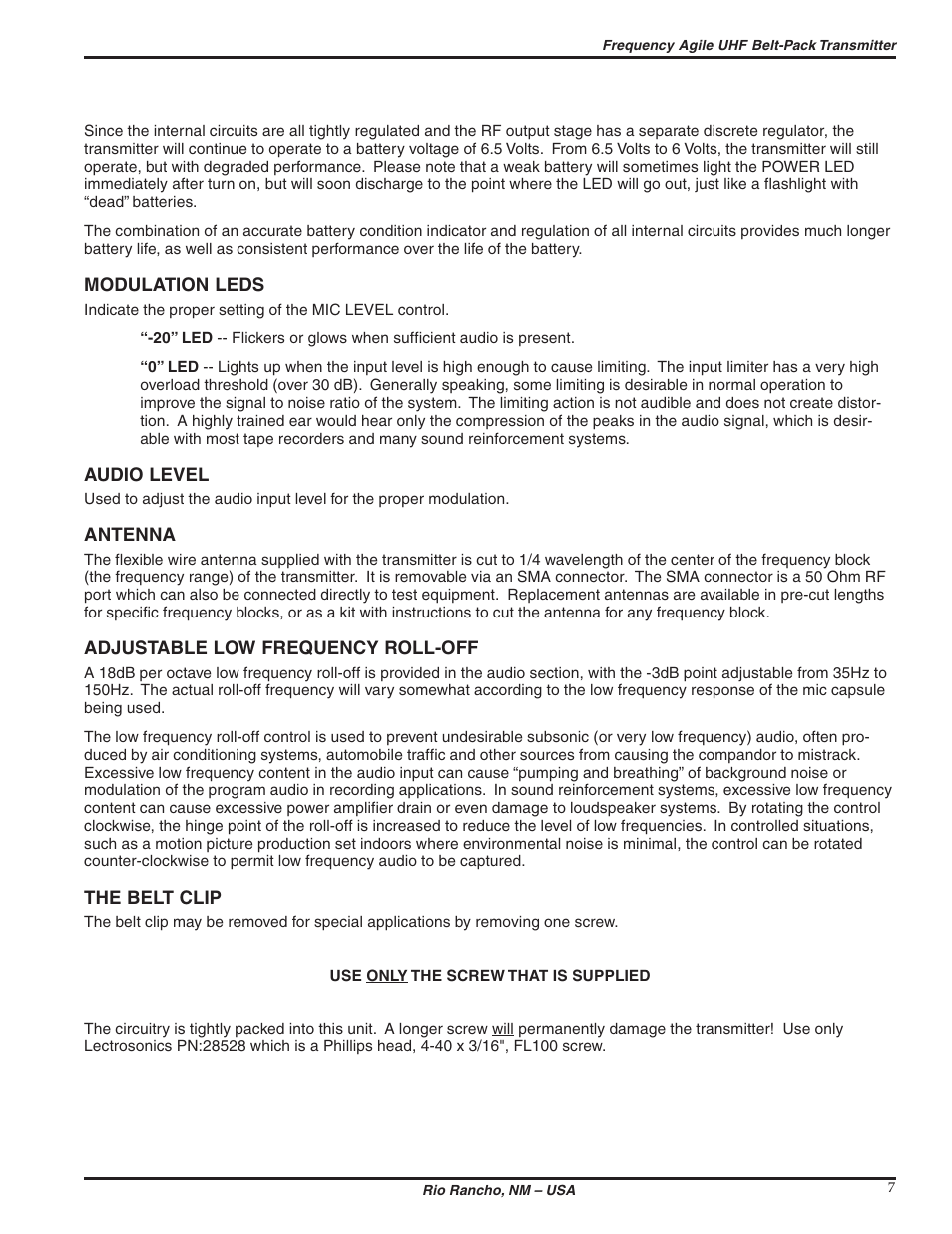 Lectrosonics UM200c User Manual | Page 7 / 16