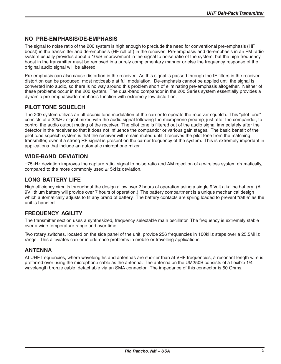 Lectrosonics UM250b User Manual | Page 5 / 18