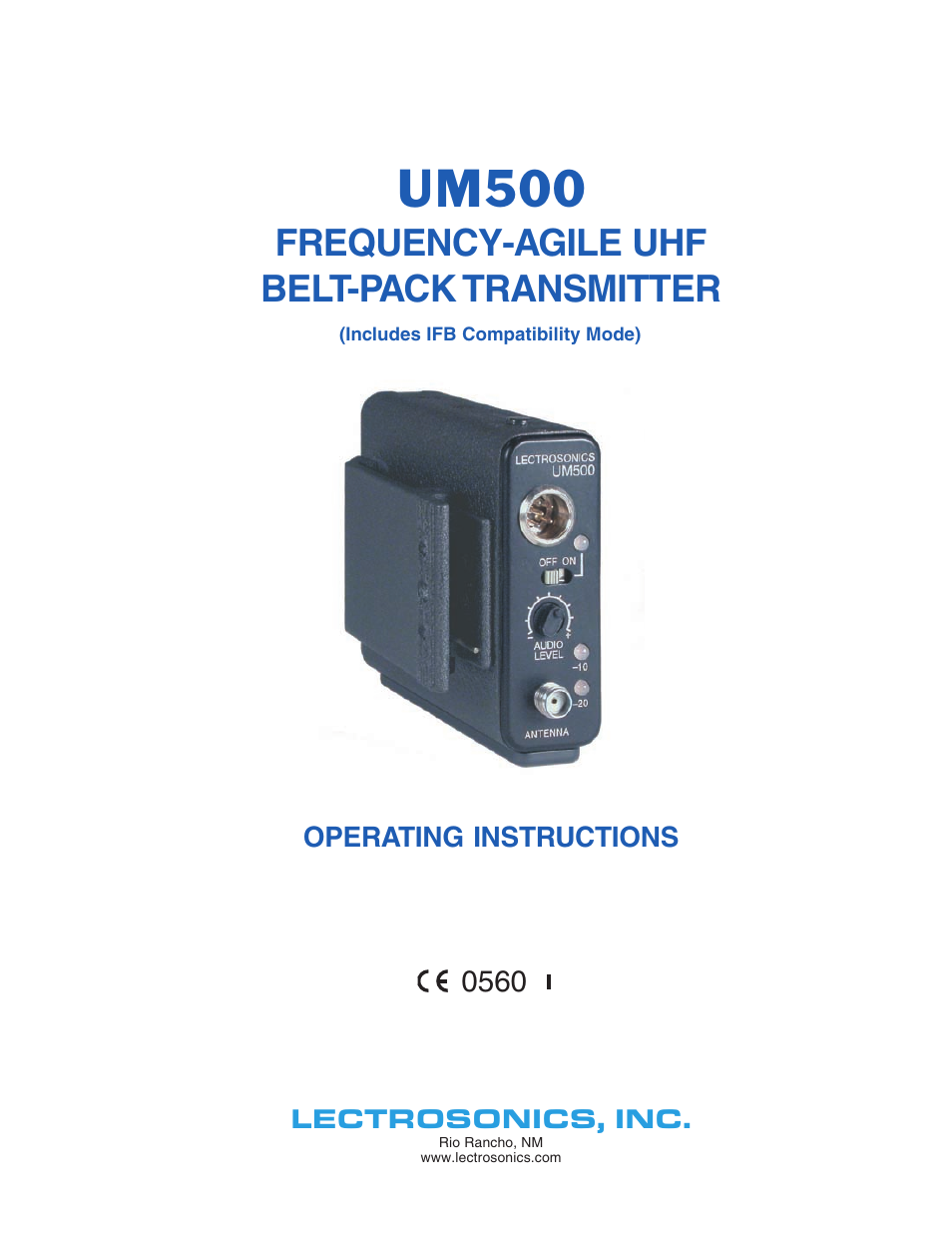 Lectrosonics UM500 User Manual | 16 pages