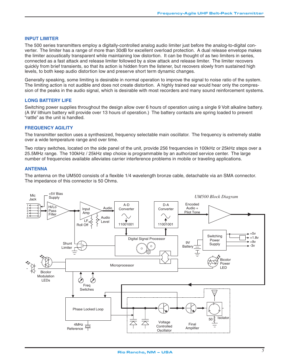 Lectrosonics UM500 User Manual | Page 5 / 16