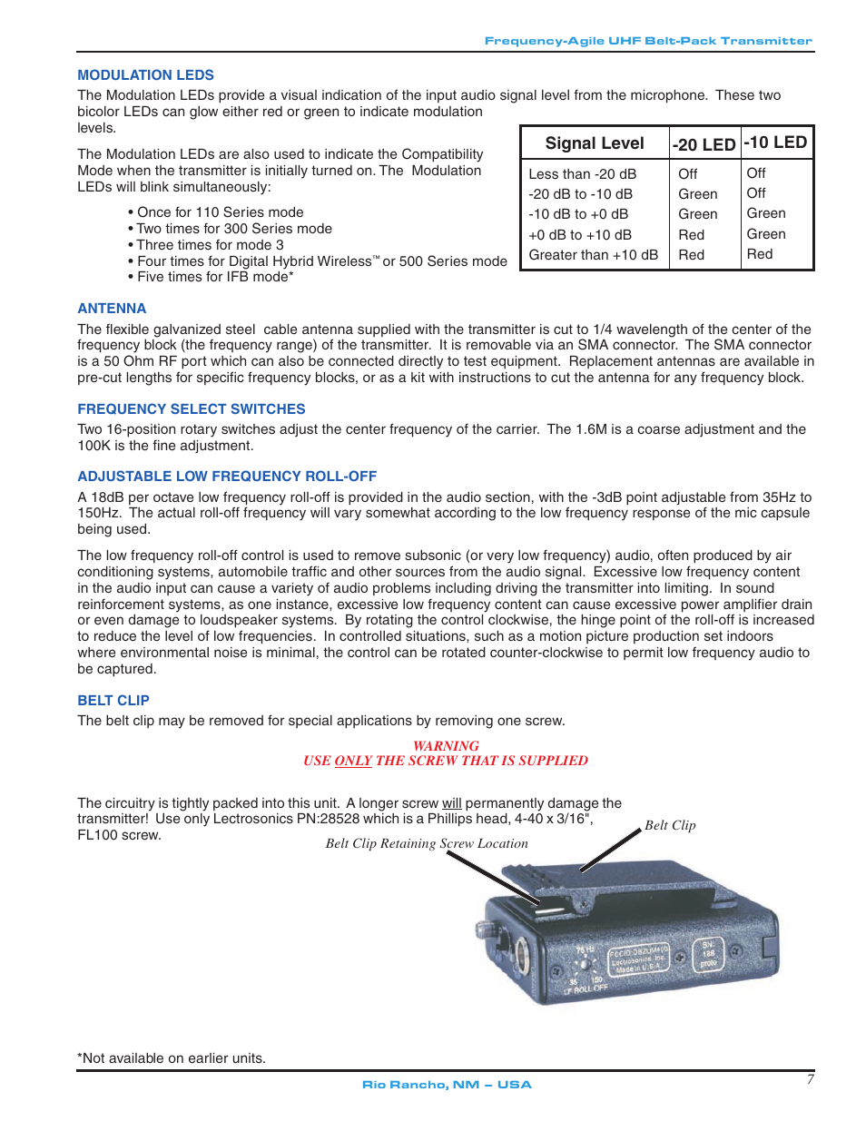 Lectrosonics UM500 User Manual | Page 7 / 16