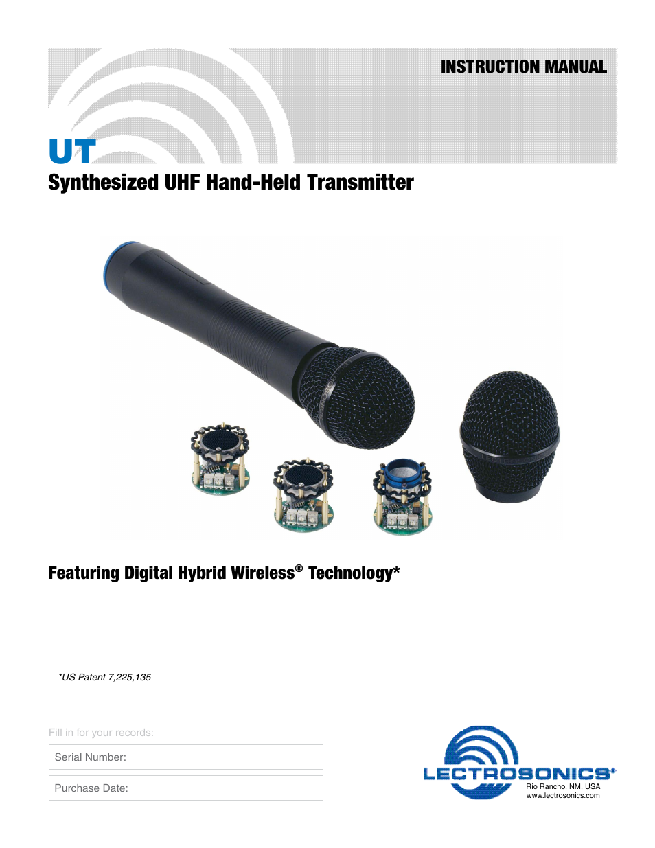Lectrosonics UT400 User Manual | 20 pages