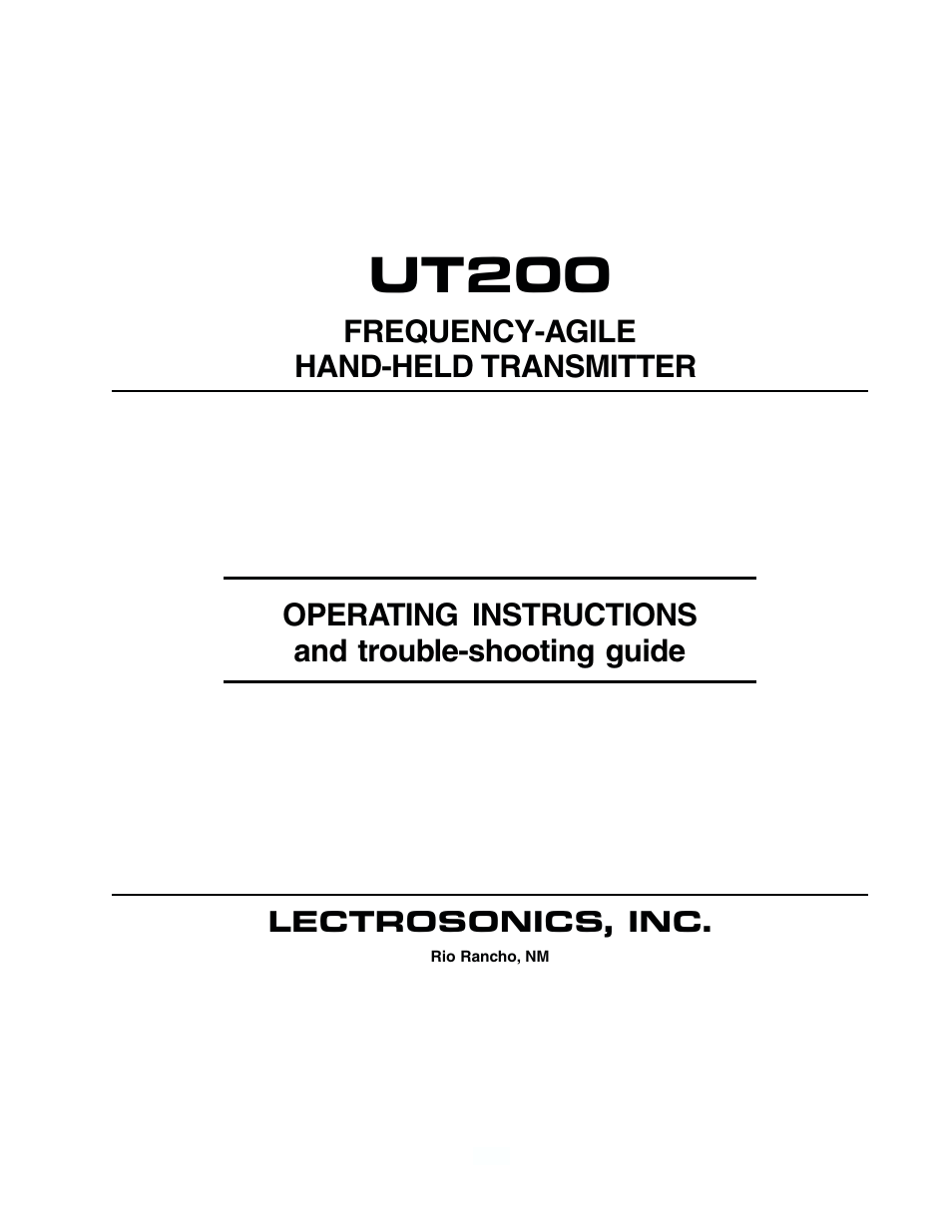Lectrosonics UT200 User Manual | 14 pages