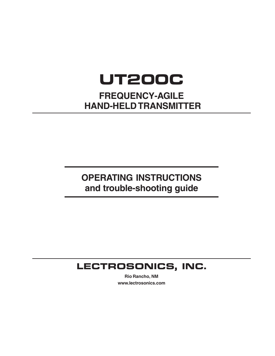 Lectrosonics UT200c User Manual | 14 pages