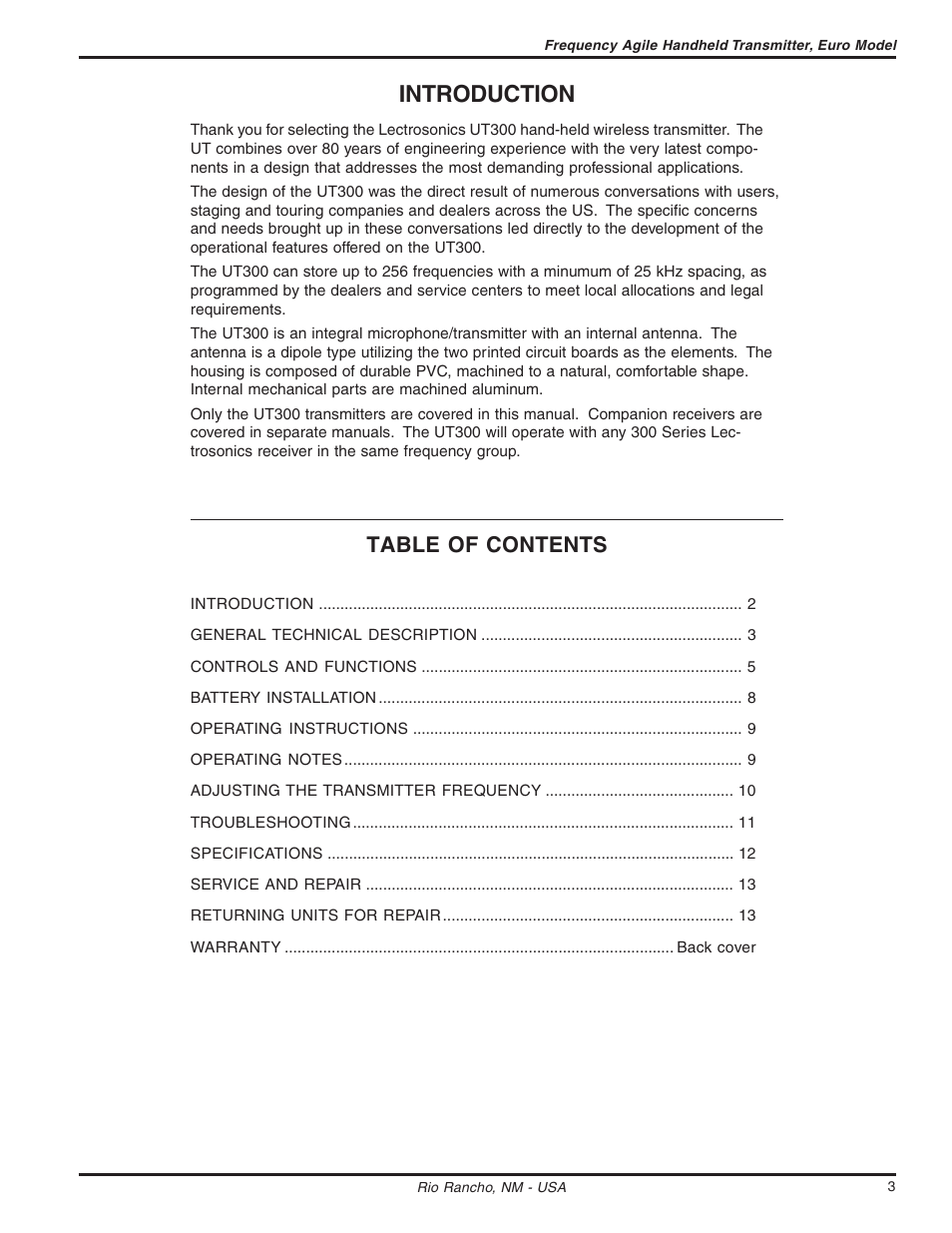 Lectrosonics UT300VM User Manual | Page 3 / 14