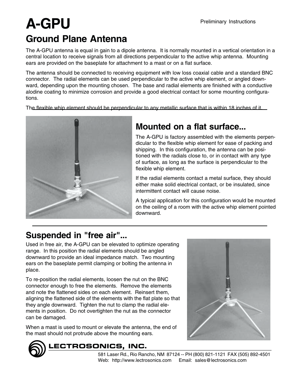 Lectrosonics AGPU User Manual | 1 page