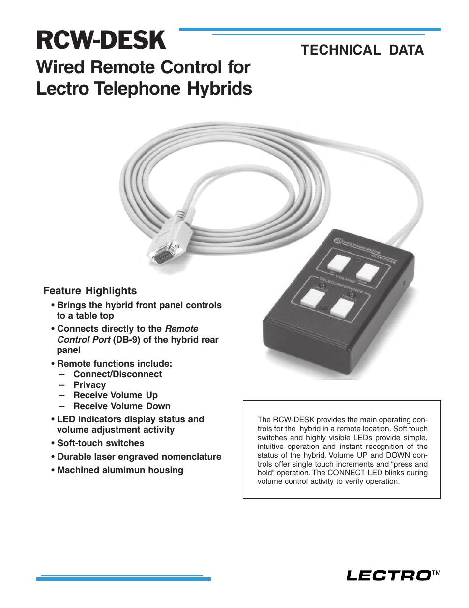 Lectrosonics RCWDESK User Manual | 2 pages