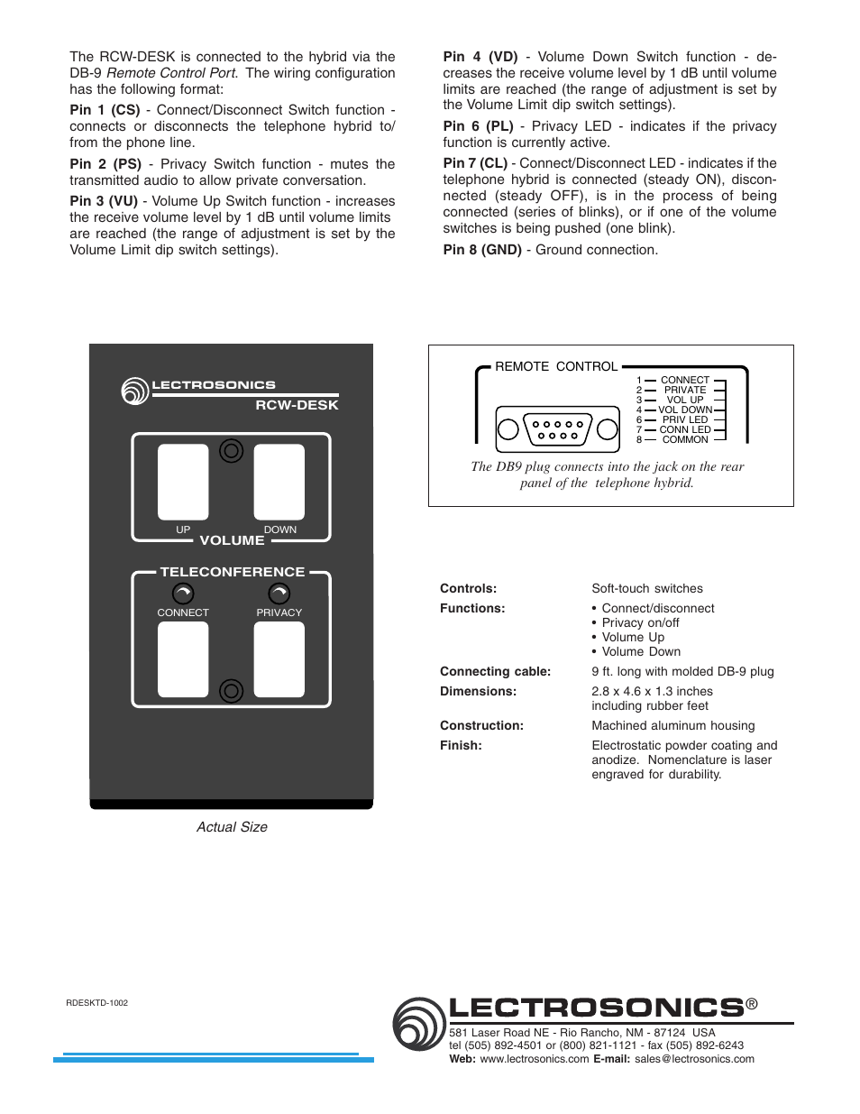 Lectrosonics RCWDESK User Manual | Page 2 / 2