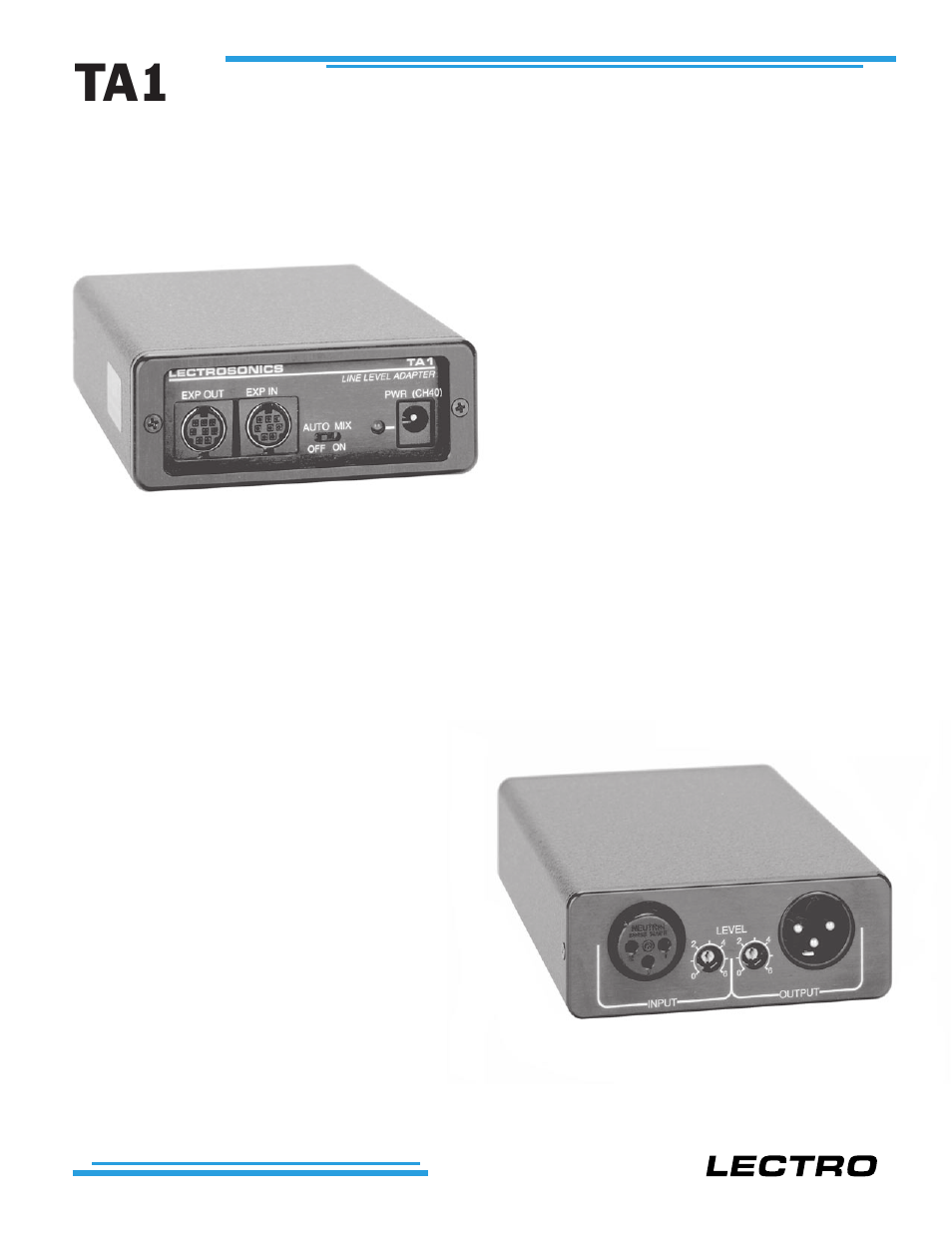 Lectrosonics TA1 User Manual | 2 pages