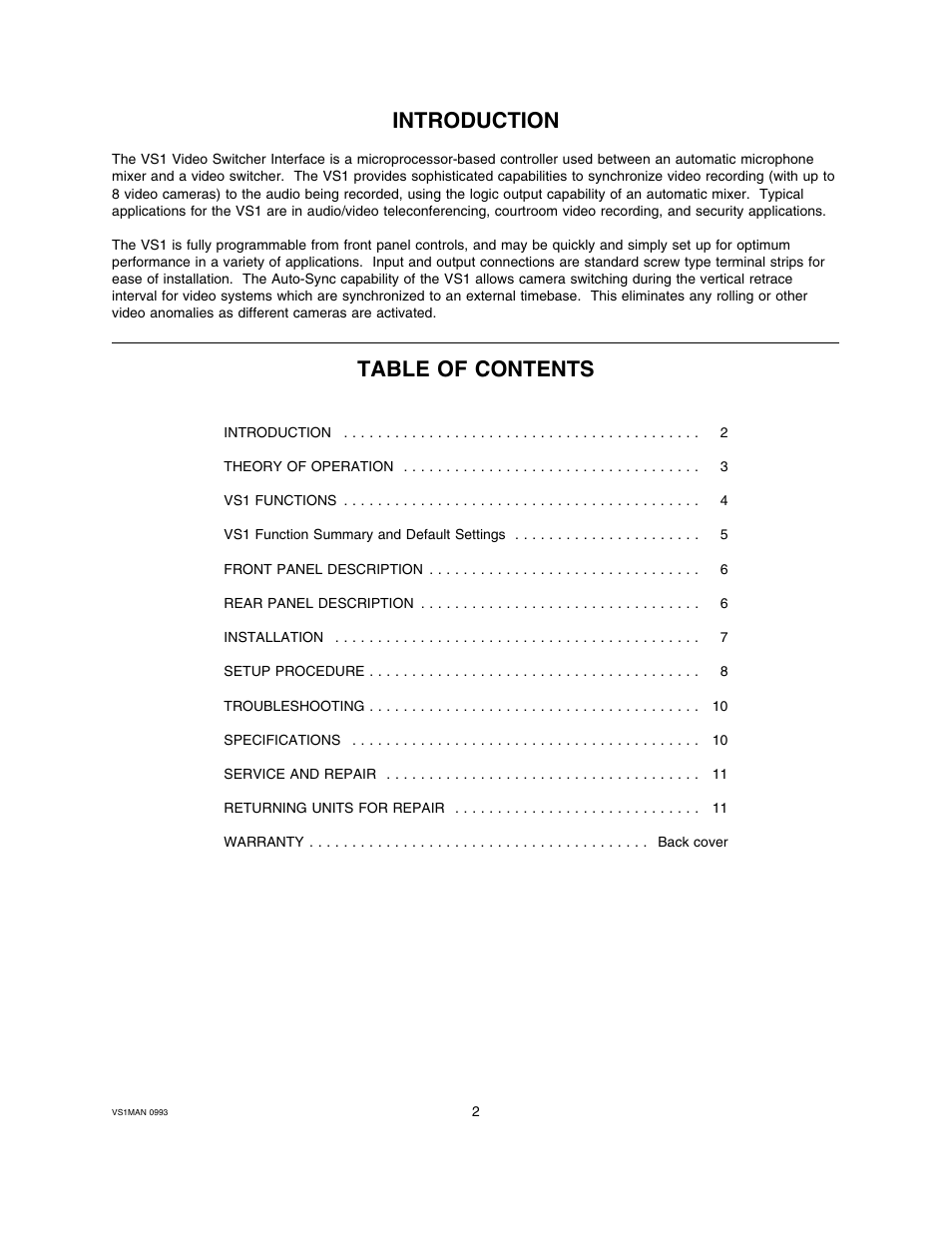 Lectrosonics VS1 User Manual | Page 2 / 12