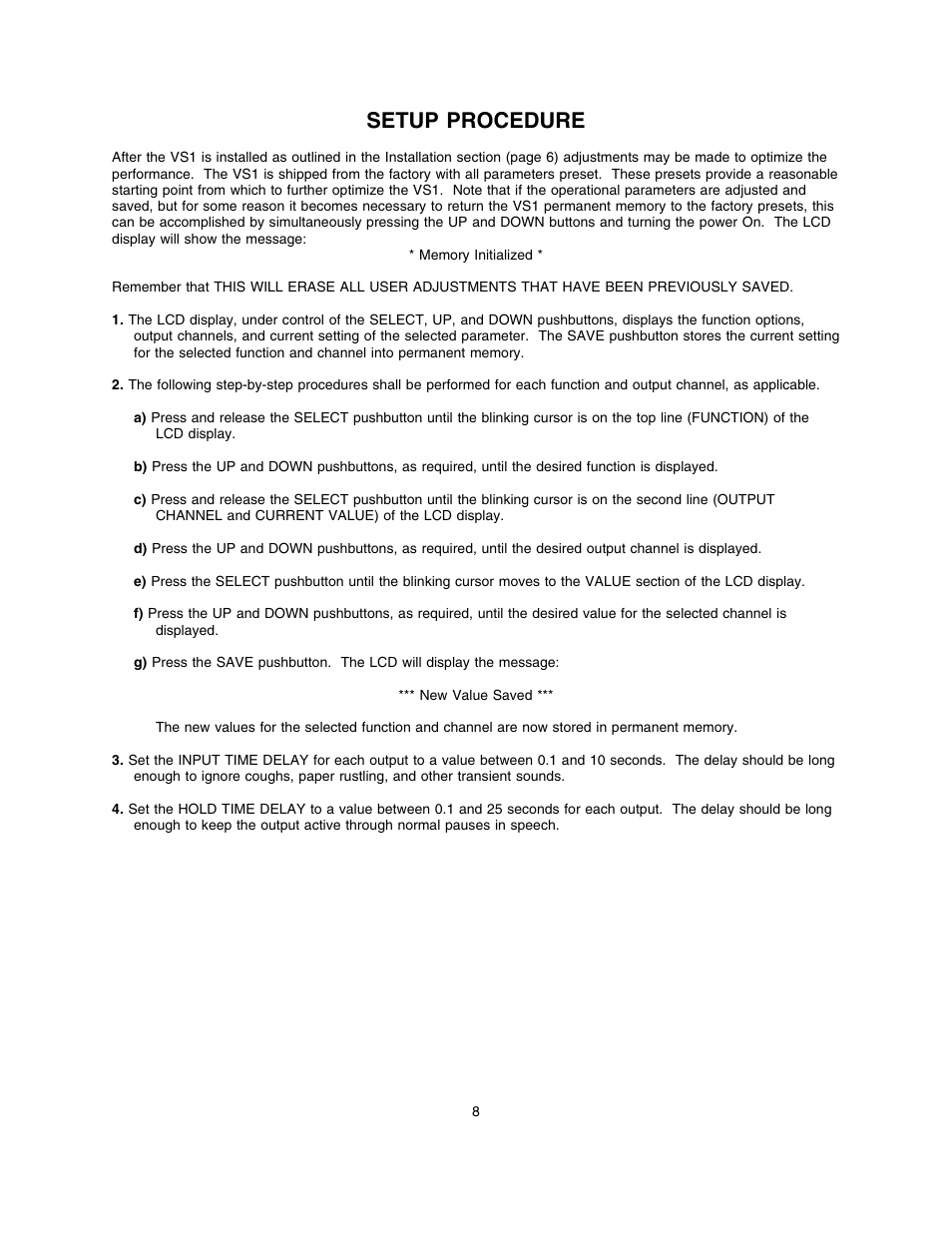 Setup procedure | Lectrosonics VS1 User Manual | Page 8 / 12