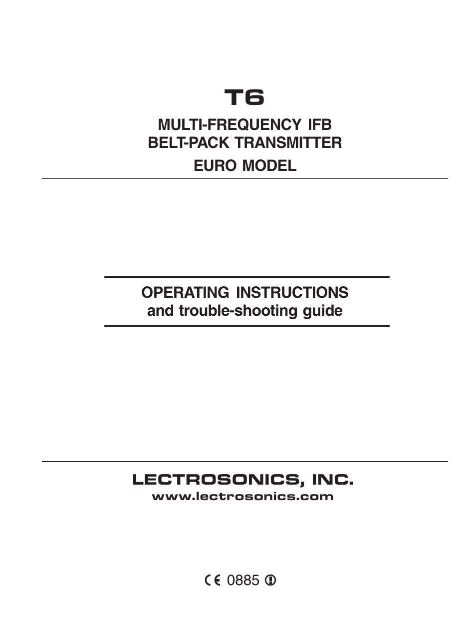 Lectrosonics T6 User Manual | 16 pages
