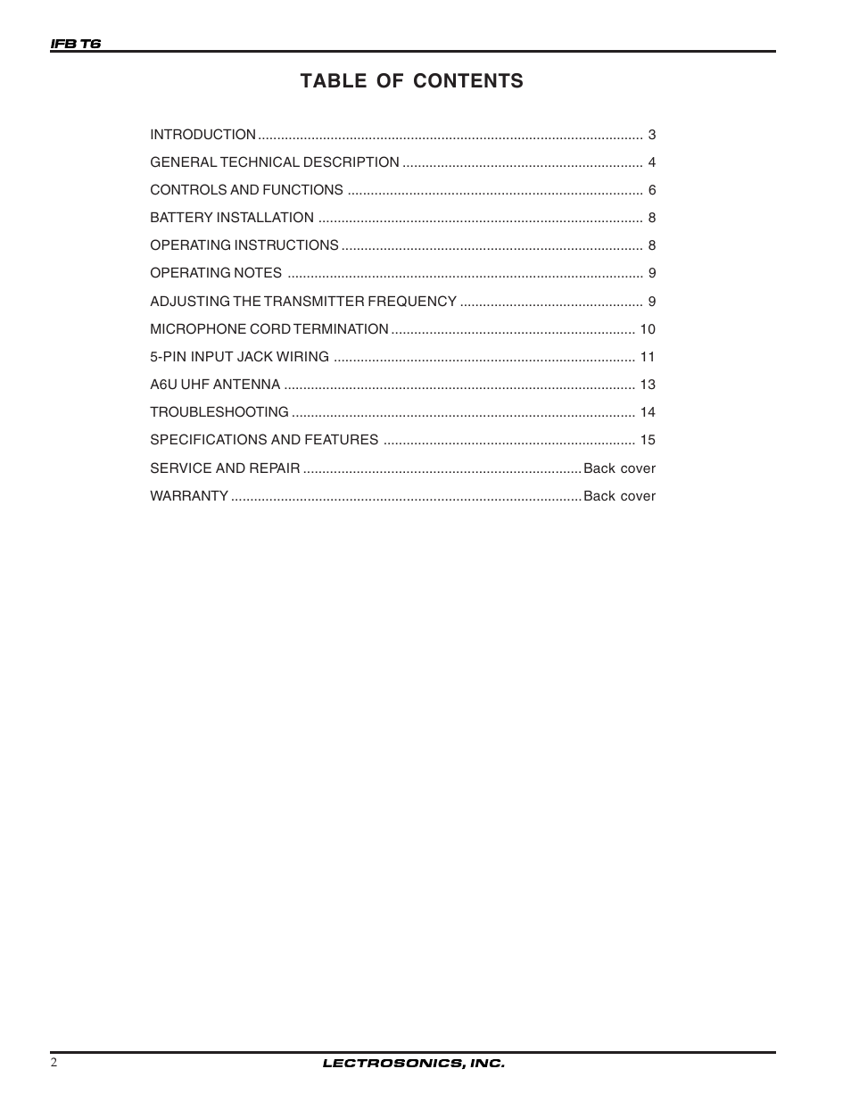 Lectrosonics T6 User Manual | Page 2 / 16