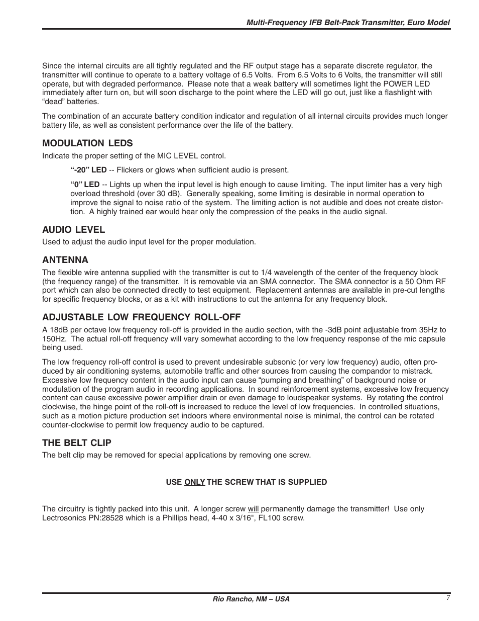 Lectrosonics T6 User Manual | Page 7 / 16