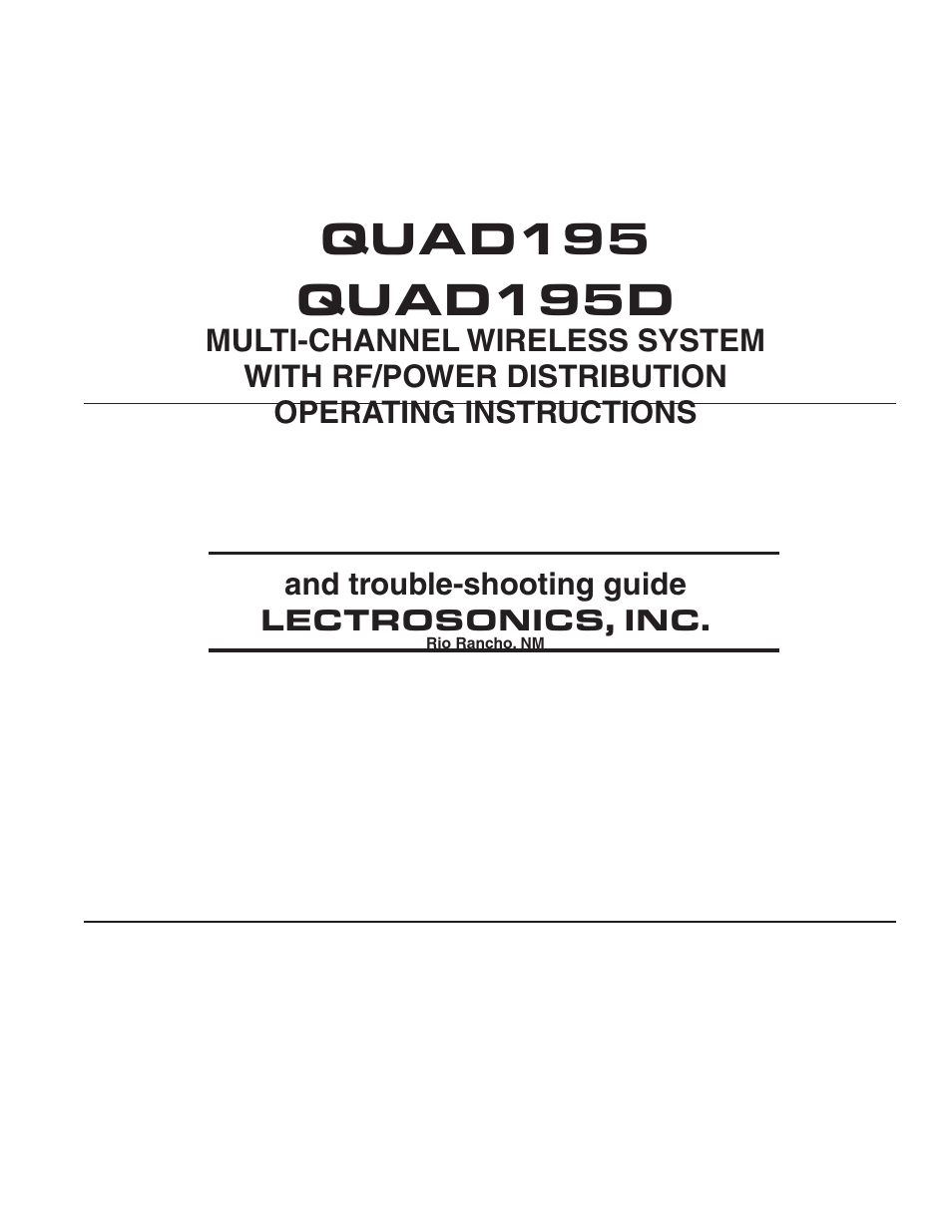 Lectrosonics QUAD195D User Manual | 10 pages