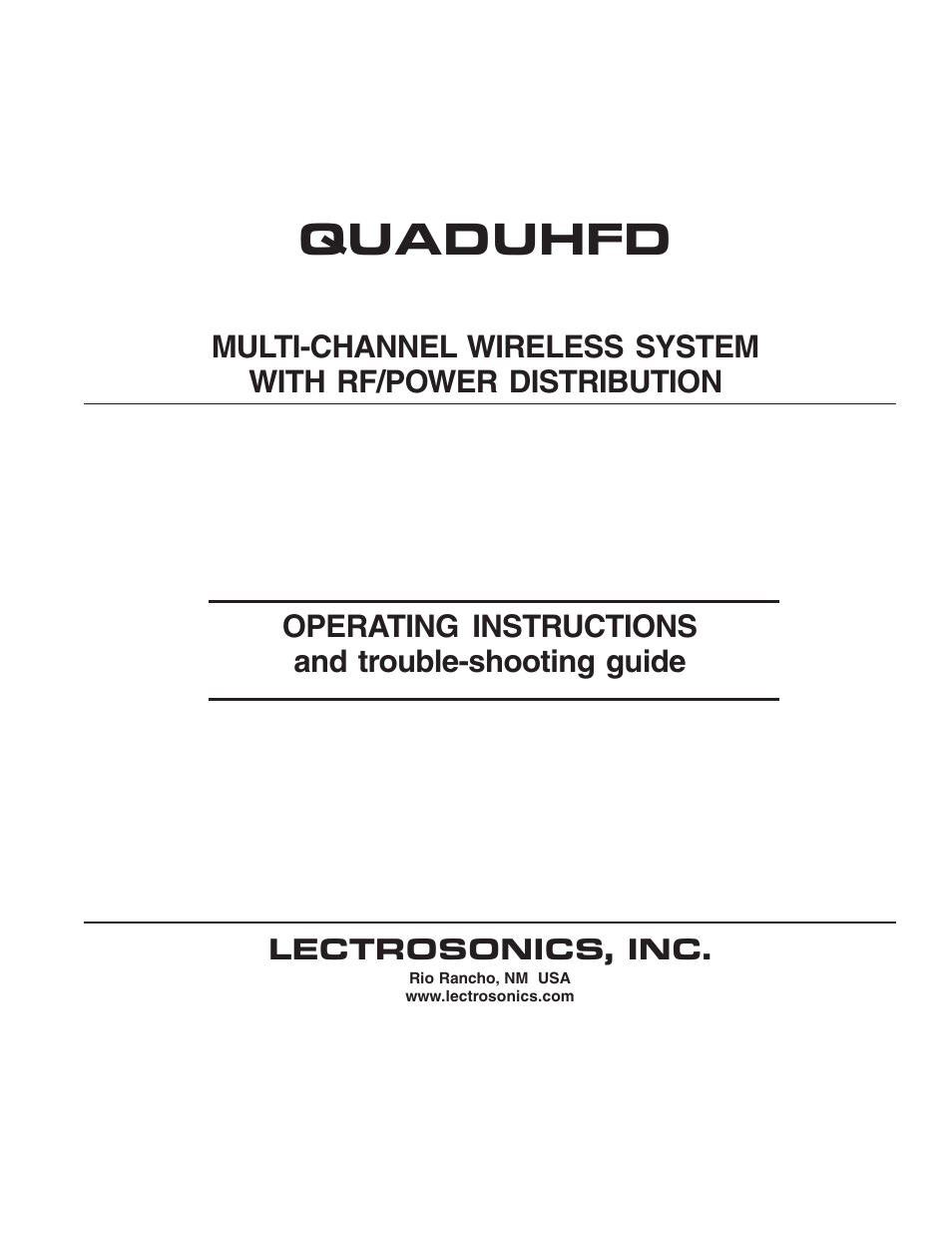 Lectrosonics QUADUHFD User Manual | 10 pages