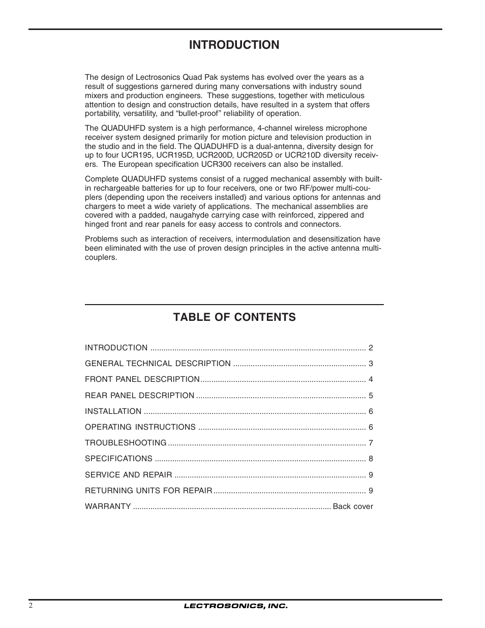 Lectrosonics QUADUHFD User Manual | Page 2 / 10