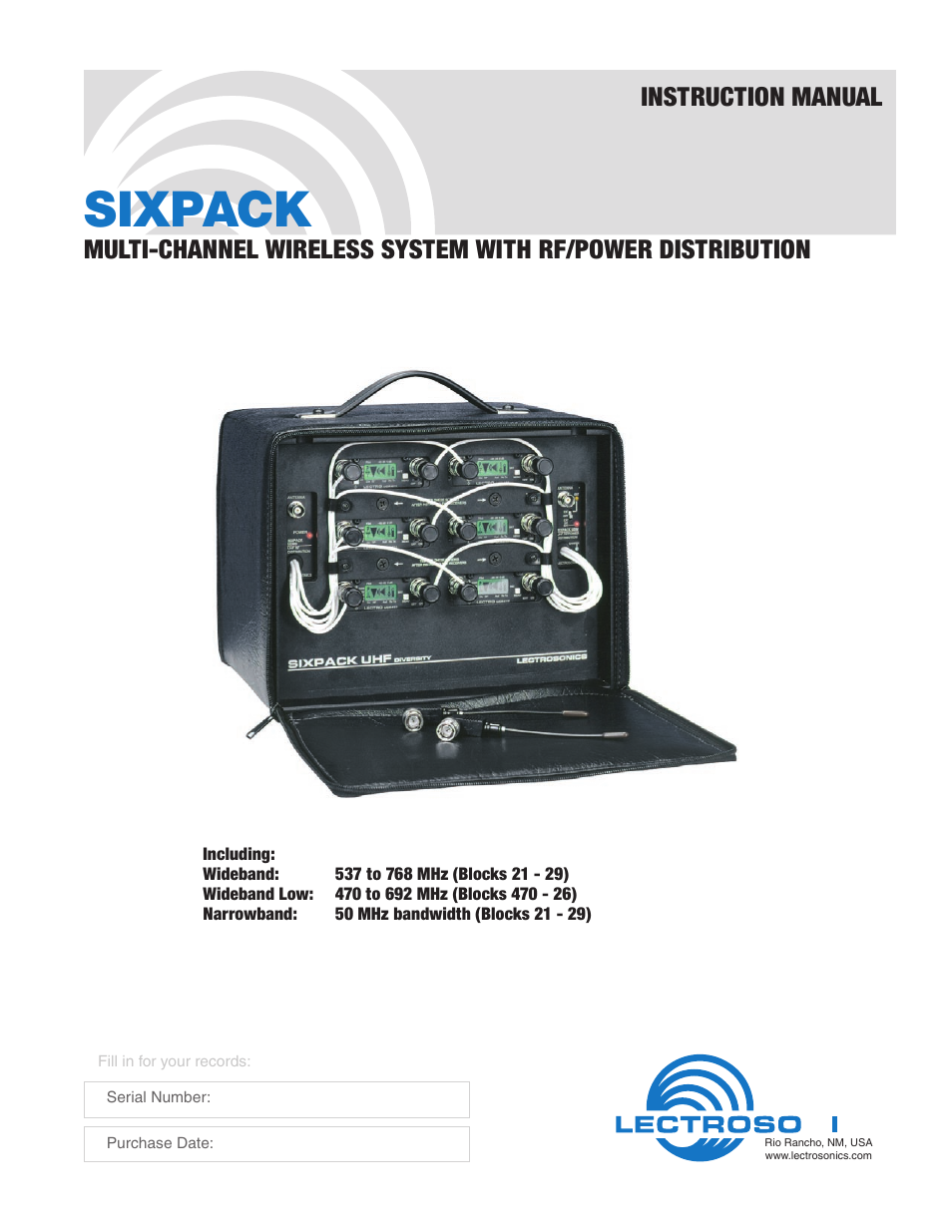 Lectrosonics SIXPACK User Manual | 12 pages