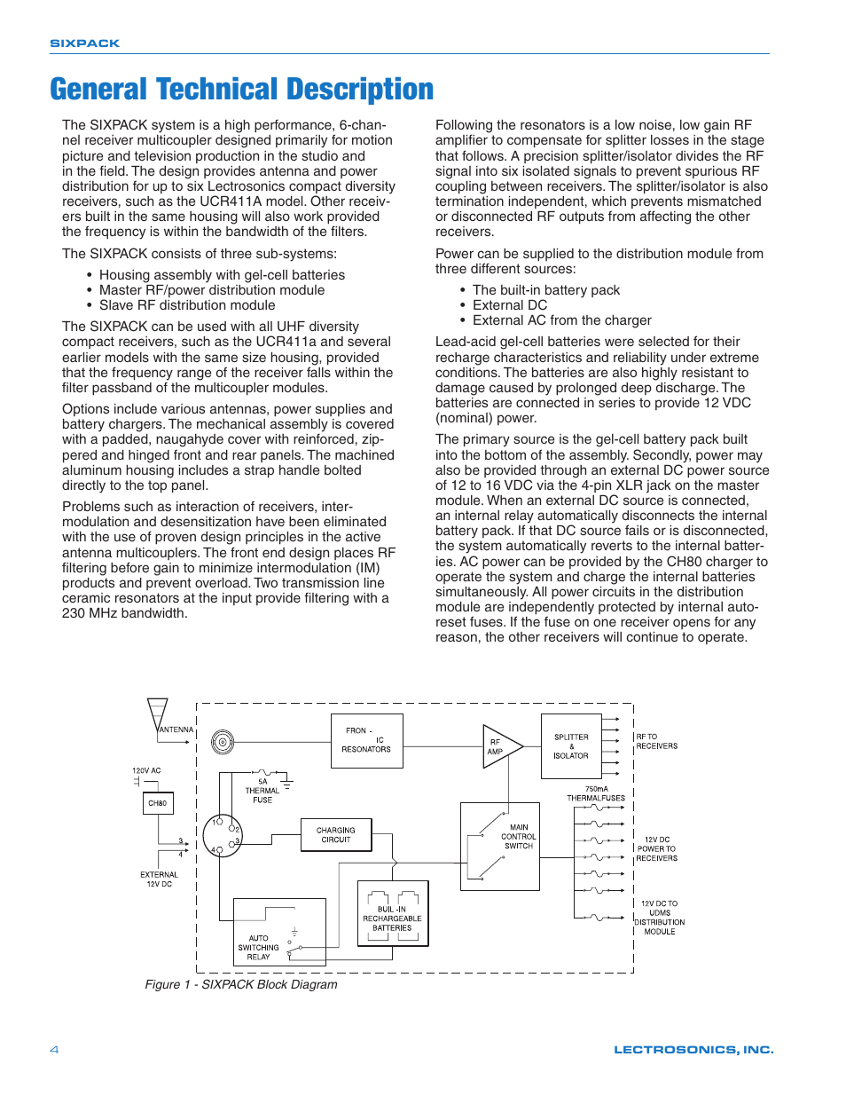 General technical description | Lectrosonics SIXPACK User Manual | Page 4 / 12